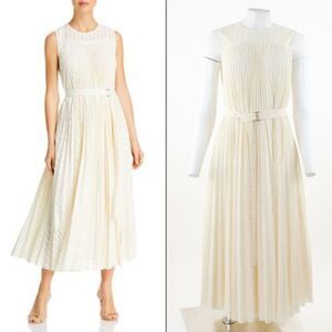 BOSS Deplica Cutout Pleated Dress in Soft Cream